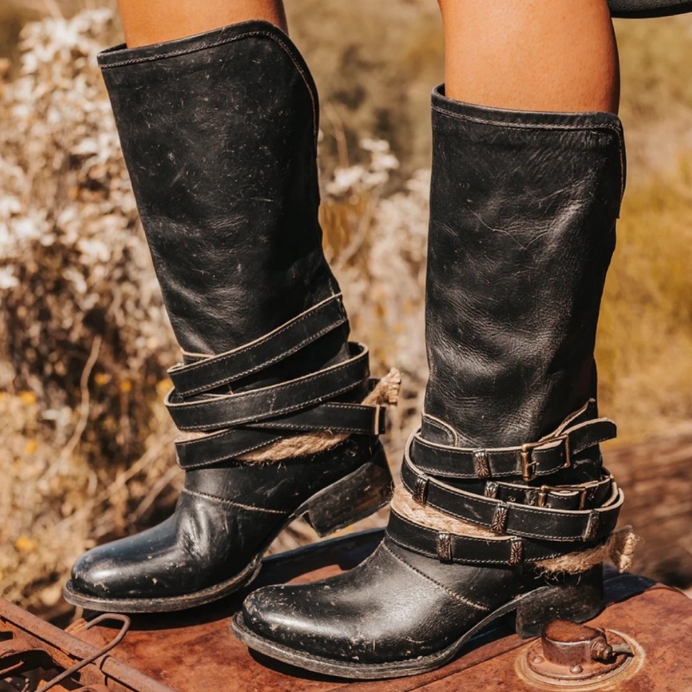Freebird Drove Black Distressed Boots